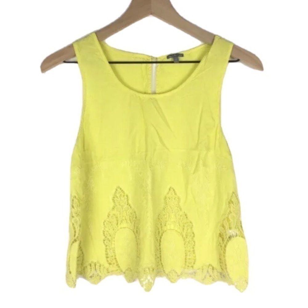 CHARLOTTE RUSSE Crop Top Tank Lace Neon Boho Festival Coachella Rodeo Size Small